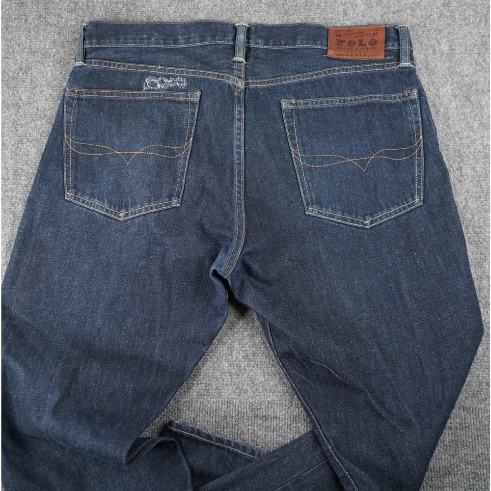 Polo Ralph Lauren Slim Fit Jeans Mens 36x34 Dark Indigo Blue Denim 100% Cotton
